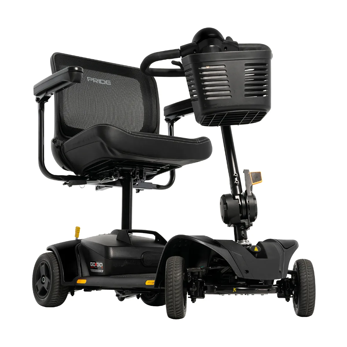 Worm view of a Pride Go Go Elite Traveller 2 Platinum mobility scooter