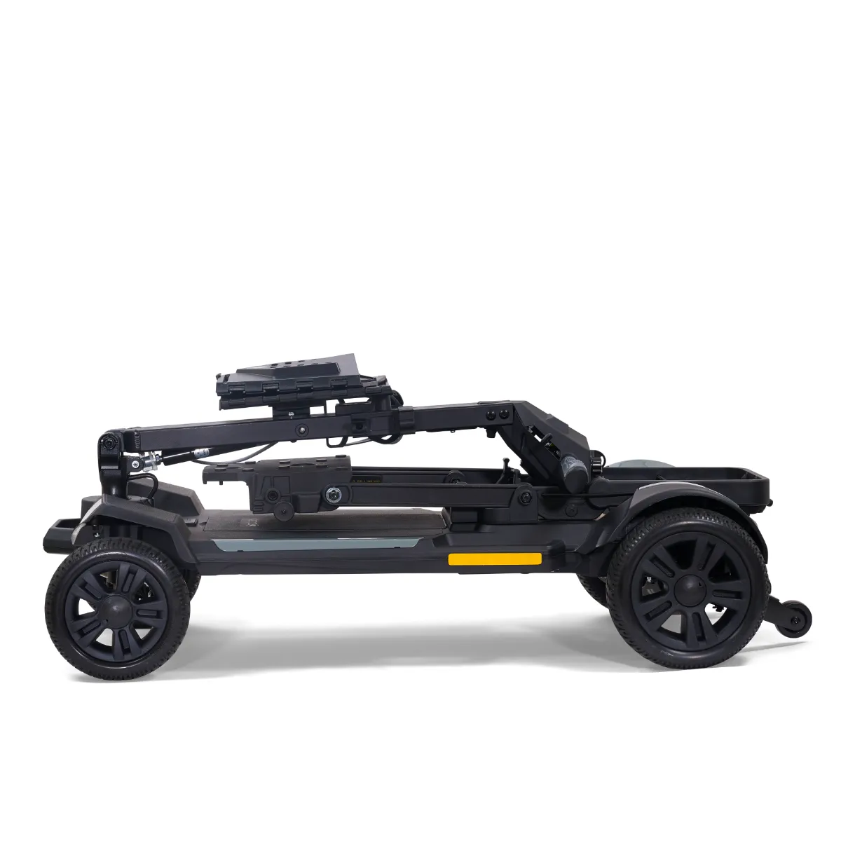 Folded view of Golden Buzzaround CarryOn HD mobility scooter without seat