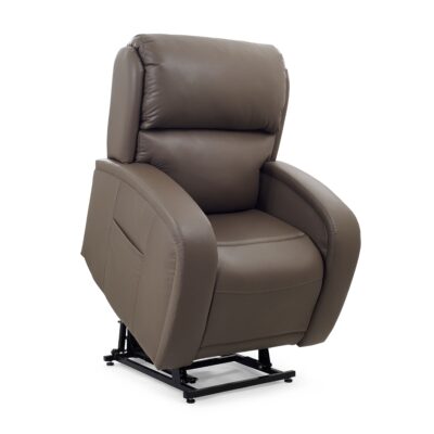 angled lifted view of a Golden EZ Sleeper with Twilight lift recliner in Shiitake colored Brisa fabric