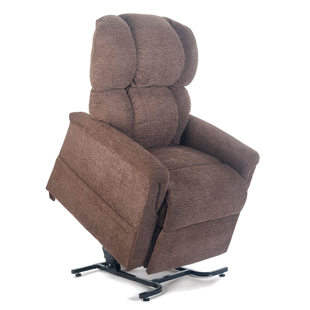 Golden Maxicomfoter 535 lift recliner in brown fabric in lifted position